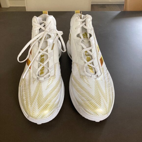 Adidas Nasty All American Bowl Football Cleats Men's Size 18 White Metallic Gold - Picture 4 of 9
